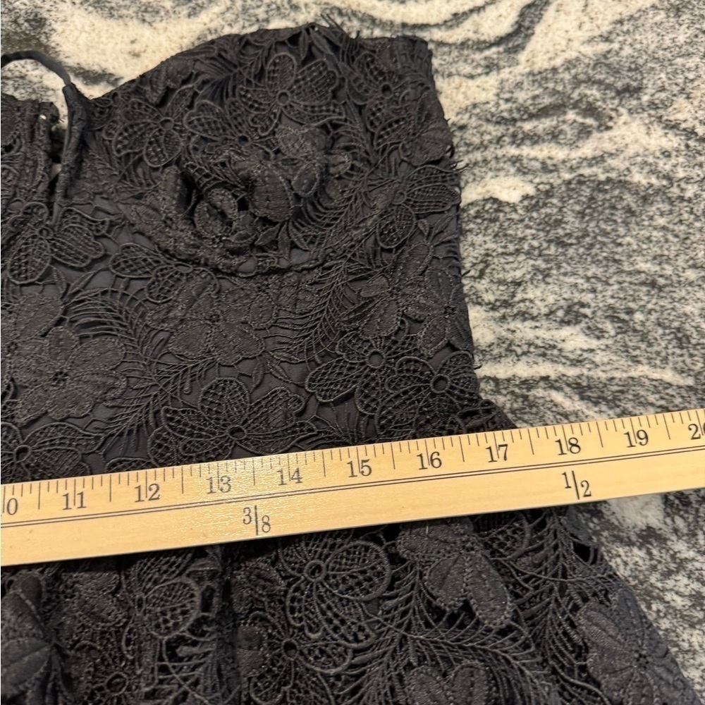 LPA woman’s XL Madonna black lace corset peplum midi dress with spaghetti straps - Picture 10 of 14